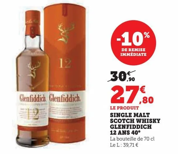 single malt scotch whisky glenfiddich 12 ans 40