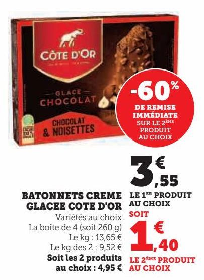 BATONNETS CREME GLACEE COTE D'OR 