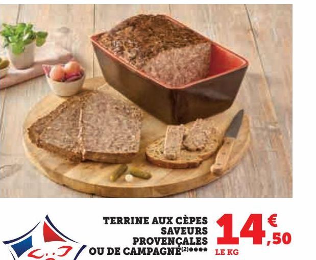 TERRINE AUX CEPES SAVEURS PROVENCALES OU DE CAMPAGNE 