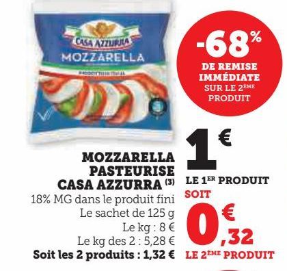 MOZZARELLA PASTEURISE CASA AZZURRA 