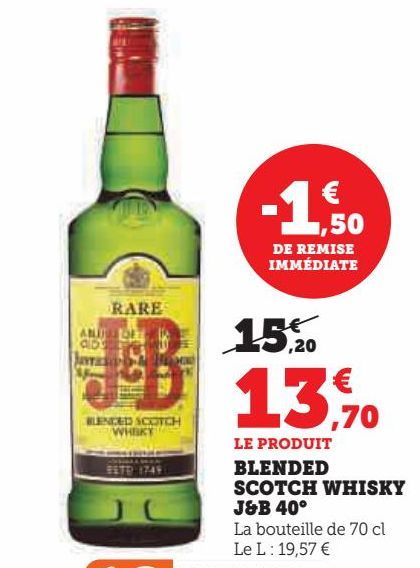 BLENDED SCOTCH WHISKY J&B 40°