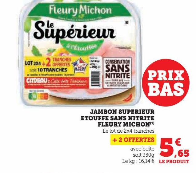 JAMBOM SUPERIEUR ETOUFFE SANS NITRITE FLEURY MICHON 