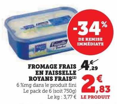 FROMAGE FRAIS EN FAISSELLE ROYANS FRAIS 