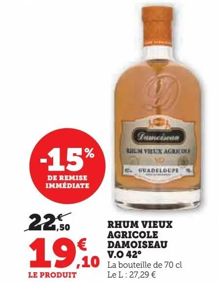 rhum vieux agricole damoiseau v.o. 42°