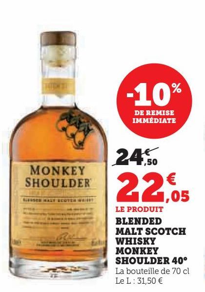 BLENDED MALT SCOTCH WHISKY MONKEY SHOULDER 40°