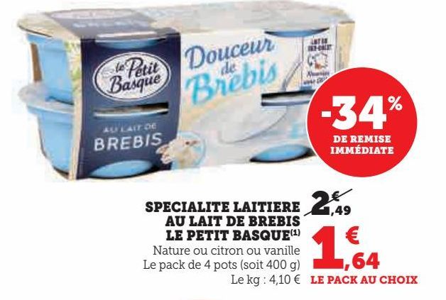 SPECIALITE LAITIERE AU LAIT DE BREBIS LE PETIT BASQUE 