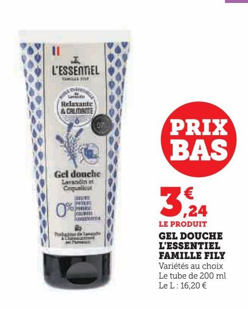 GEL DOUCHE L'ESSENTIEL FAMILLE FILY 