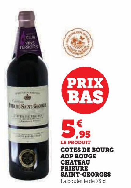 COTES DE BOURG AOP ROUGE CHATEAU PRIEURE SAINT GEORGES