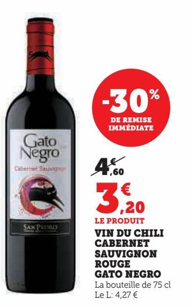 VIN DU CHILI CABERNET SAUVIGNON ROUGE GATO NEGRO 