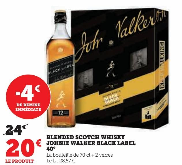 BLENDED SCOTCH WHISKY JOHNIE WALKER BLACK LABEL 40°