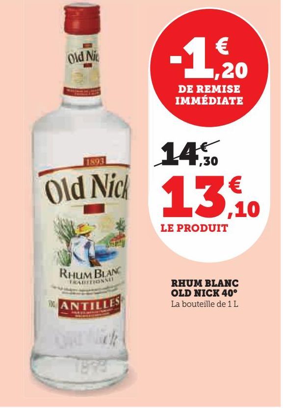 RHUM BLANC OLD NICK 40°