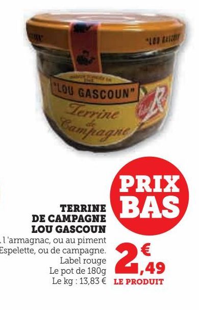 TERRINE DE CAMPAGNE LOU GASCOUN 