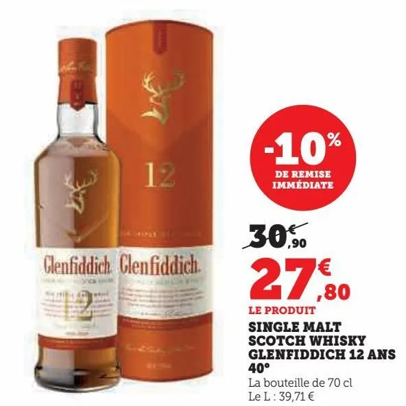 single malt scotch whisky glenfiddich 12ans   40°