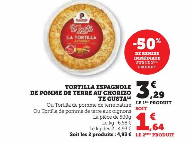 TORTILLA ESPAGNOLE DE POMME DE ERRE AU CHORIZO TE GUSTA 