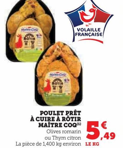 POULET PRET A CUIRE A ROTIR MAITRE COQ 