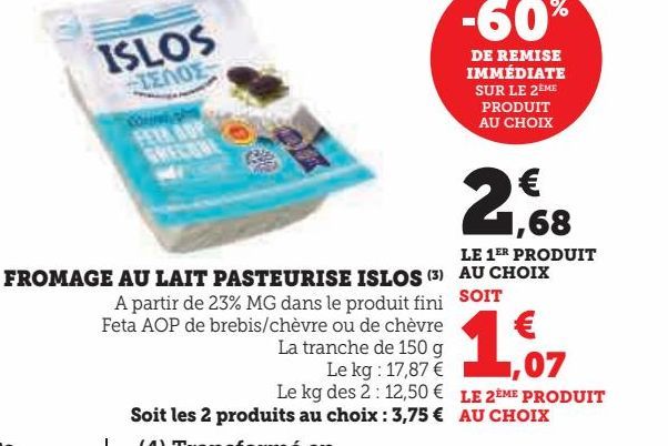 FROMAGE AU LAIT PASTEURISE ISLOS 