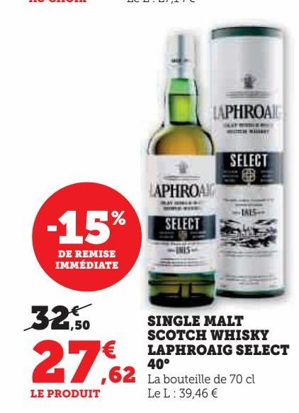 SINGLE MALT SCOTCH WHISKY LAPHROAIG SELECT 40°