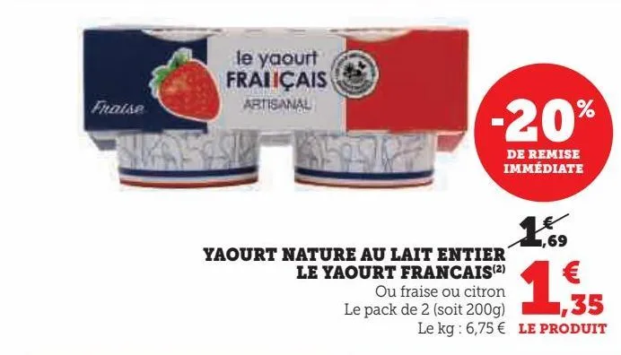yaourt nature au lait entier le yaourt francais 