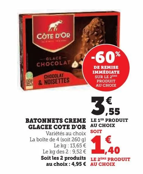 batonnets creme glacee cote d`or