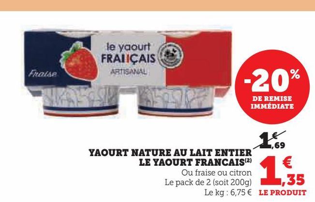 yaourt nature au lait entier Le Yaourt francais