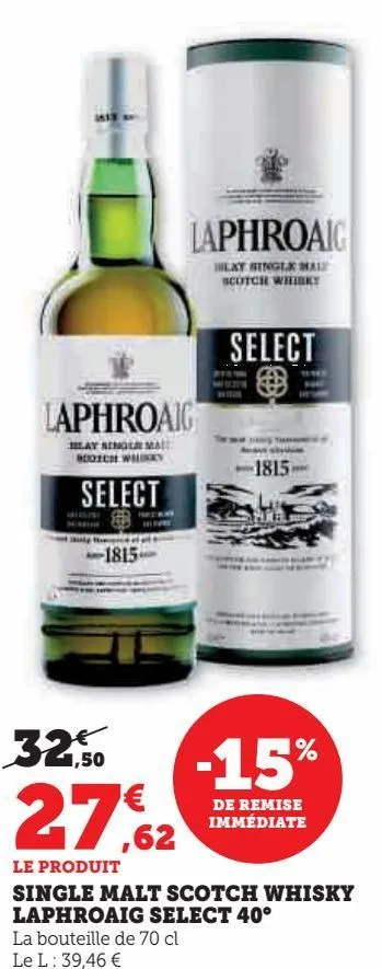 single malt scotch whisky laphroaig select 40ª