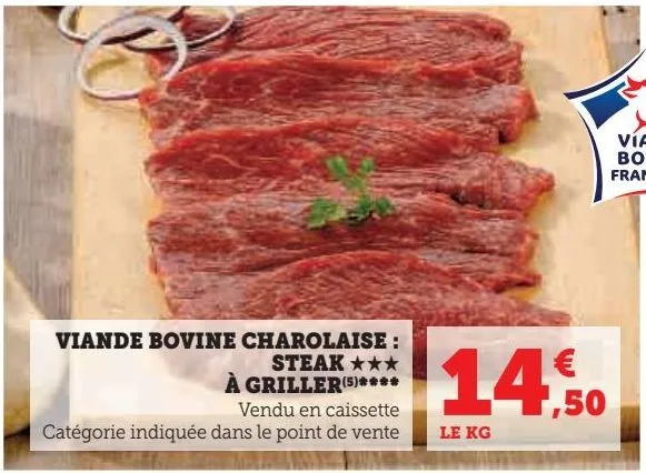 viande bovine charolaise : steak à griller