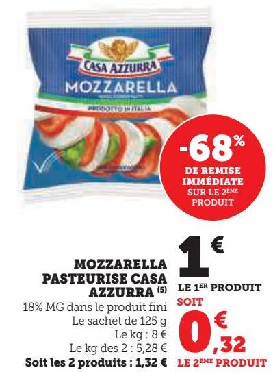 MOZZARELLA PASTEURISE CASA AZZURRA