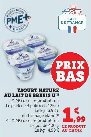 YAOURT NATURE AU LAIT DE BREBIS