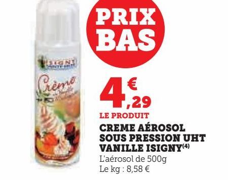 CREME AÉROSOL SOUS PRESSION UHT VANILLE ISIGNY