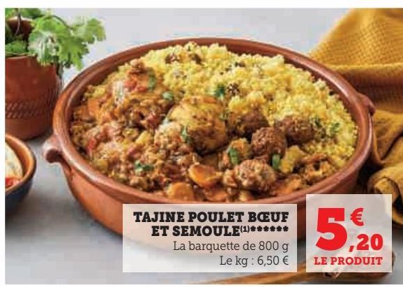 TAJINE POULET BŒUF ET SEMOULE