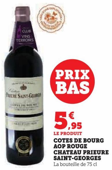 COTES DE BOURG AOP ROUGE CHATEAU PRIEURE SAINT-GEORGES