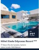DÈS 315 € TTC/PERS.  Hôtel Iliada Odysseas Resort ***  Séjour | Îles des Cyclades, Santorin  5 jours / 4 nuits. Petit Déjeuner  offre sur Selectour Afat