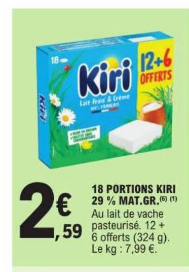 18 portions Kiri 29% MAT. GR.