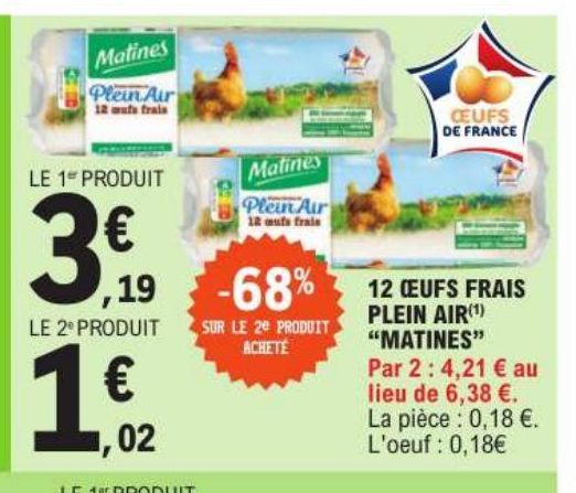 12 oeufs frais plein air matines