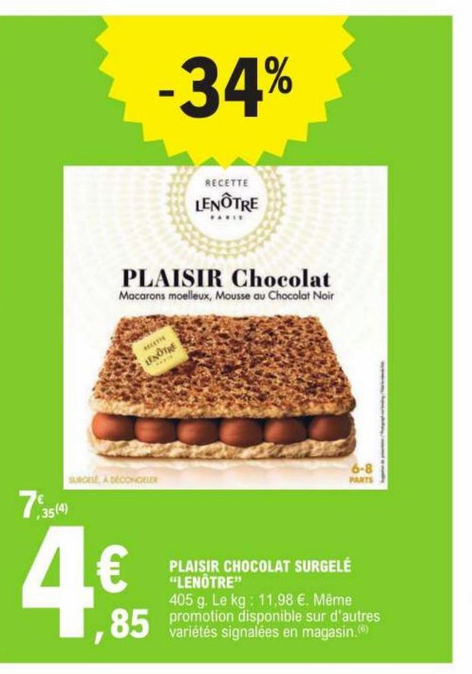 Plaisir chocolat surgelé Lenotre