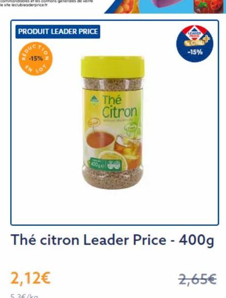 Thé citron - Leader Price - 400 g