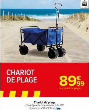 chariot de plage  8999  le chariot de plage  chariot de plage  chariot pliable, tube en acier, tolle pvc dimensions 75x52x56 cm  