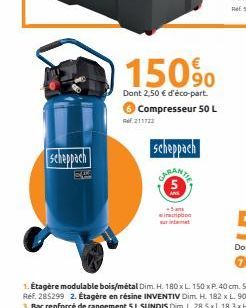 Scheppach  SE  211722  150⁹0  Dont 2,50 € d'éco-part. Compresseur 50 L  scheppach  inscription 