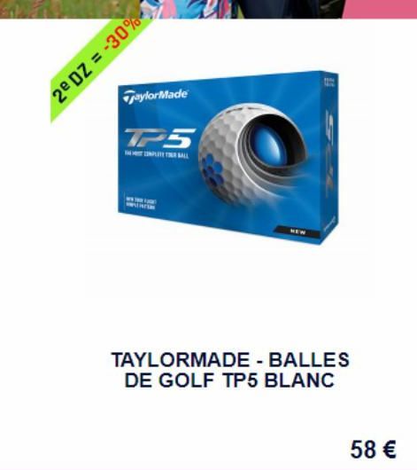 TaylorMade  TPS  TEMPLE BALL  2e DZ = -30%  YER FUGT www  TAYLORMADE - BALLES DE GOLF TP5 BLANC  58 €  