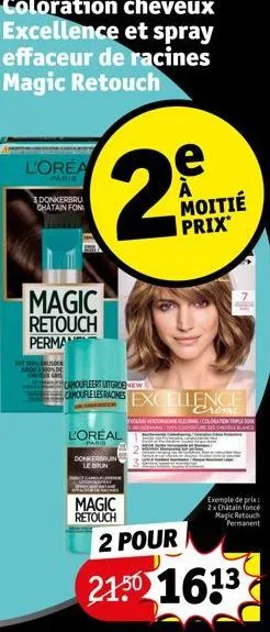 coloration cheveux  excellence et spray effaceur de racines magic retouch  l'orea  parib  3 donkerbru chatain fon  (2  magic retouch perman  toturis and  l'oreal  paris  camoufleert uitgroenew  camour