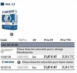 nhl 3,5  santastier  1368138  code sac de 35 kg  santastier  co  refpro uv  prix ttc 