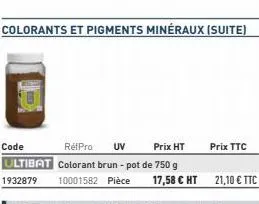 colorants et pigments minéraux (suite)  prix ttc  