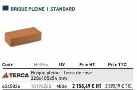 brique pleine i standard  prix ttc 