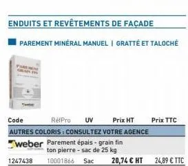 enduits et revêtements de façade  parement mineral manuel | gratté et taloché  prix ttc  