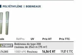 polyethylène | bobineaux  prix ht  prix ttc 