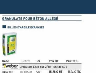 GRANULATS POUR BÉTON ALLÉGÉ  BILLES D'ARGILE EXPANSÉE  Prix TTC  18,34 € TTC 