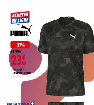 acheter en ligne  puma.  -31%  34.99€  .99  1. tee shirt training homme  