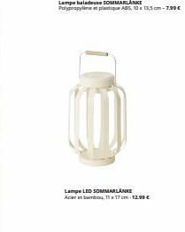 Lampe LED SOMMARLANKE Acier et bambou 11x17cm-12.99€ 