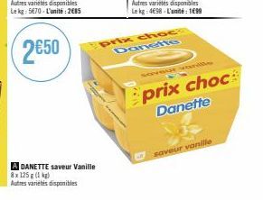 A DANETTE saveur Vanille 8x 125g (1 kg)  Autres variétés disponibles  prix chocs  Danette  SOVENT MO  prix choc Danette  saveur vanille 