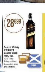 (28€99  Scotch Whisky J.WALKER Double black 40% vol. 70 cl + chai Autres variétés disponibles à des prix différents  BLEND 